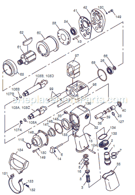 Page A Diagram and Parts List for CP770-6 T025272 Chicago Pneumatic Wrench
